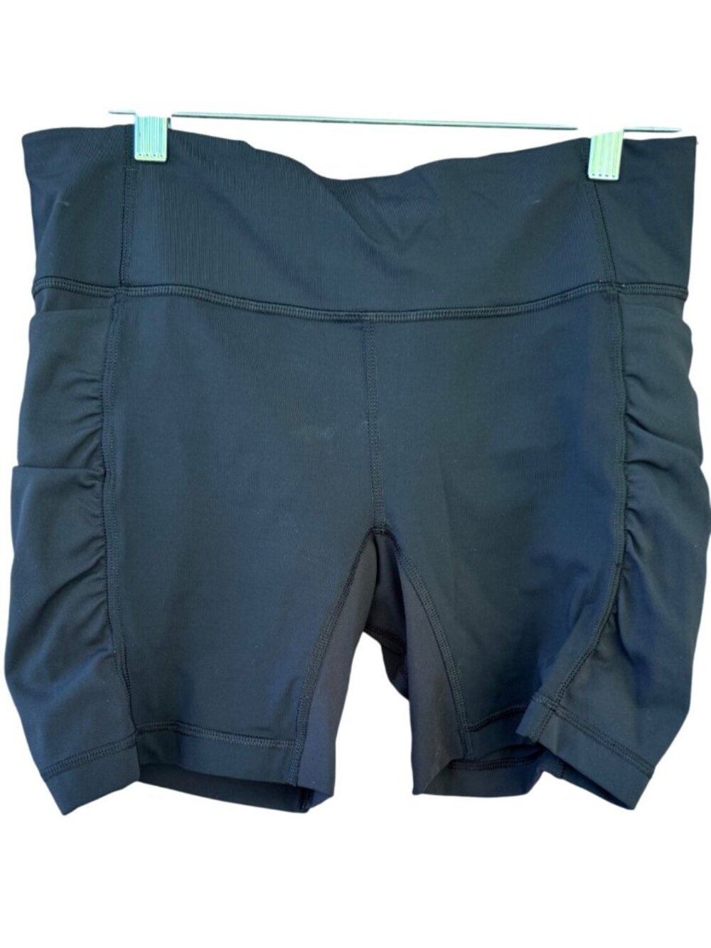 Lululemon Black Ruched Biker Shorts Size 8 Women Athletic Yoga Gym Activewear